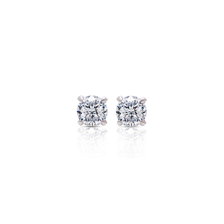 14K Solid Gold 5mm Moissanite Stud Earrings by Carat For You on White Background
