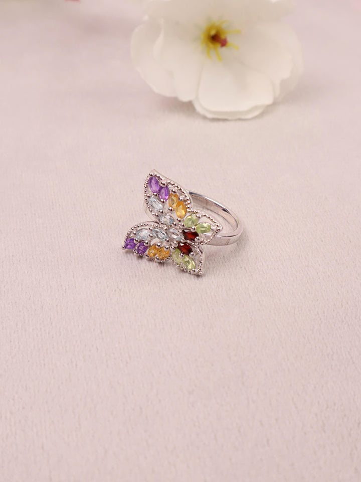  Multi Stone Statement Butterfly Ring in 925 Sterling Silver by Carat For You