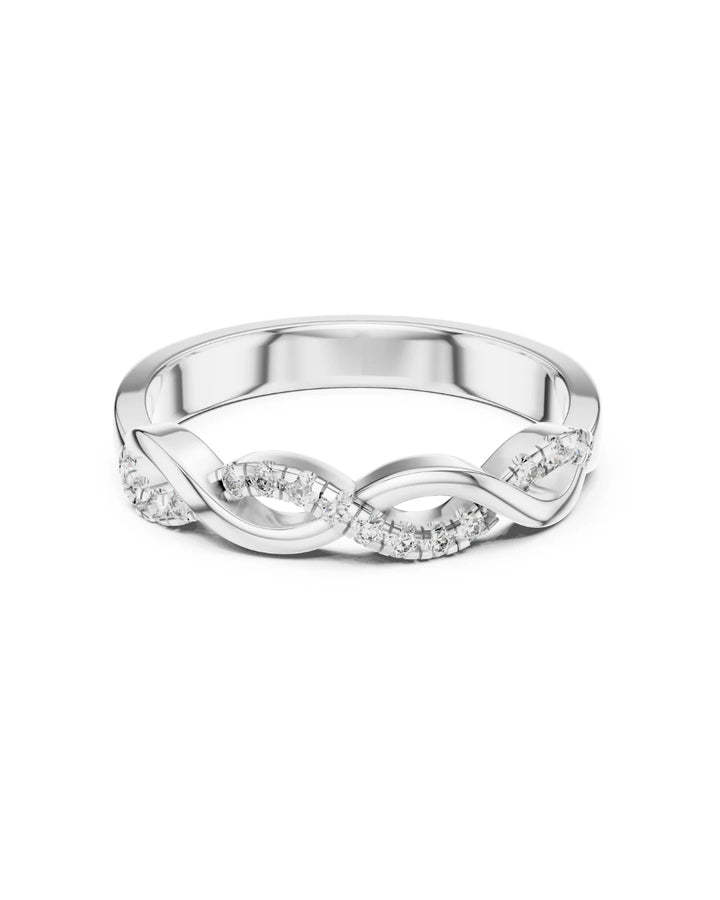 18K White Gold Aurelia Braided Moissanite Half Eternity Band Ring