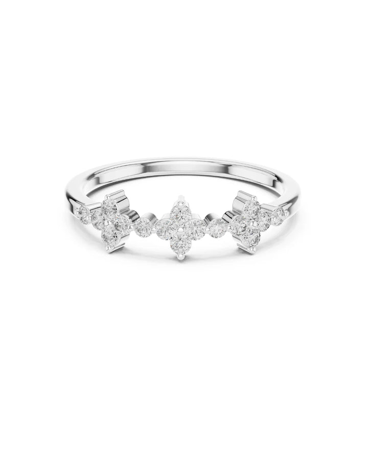 18K White Gold Ema Dainty Moissanite Ring - 925 Sterling Silver