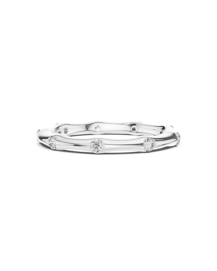 18K White Gold Era Unique Minimalist Moissanite Band Ring - 925 Sterling Silver by Carat For You