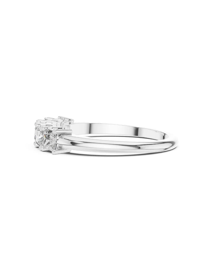 18K White Gold Eva Five Stone Princess Moissanite Engagement Ring in 925 Sterling Silver