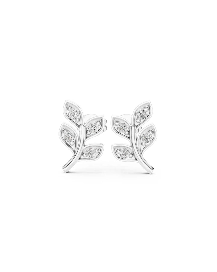 18K White Gold Gia Floral Moissanite Stud Earrings - 925 Sterling Silver