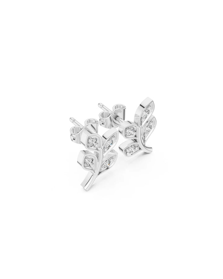 18K White Gold Gia Floral Moissanite Stud Earrings - 925 Sterling Silver by Carat For You