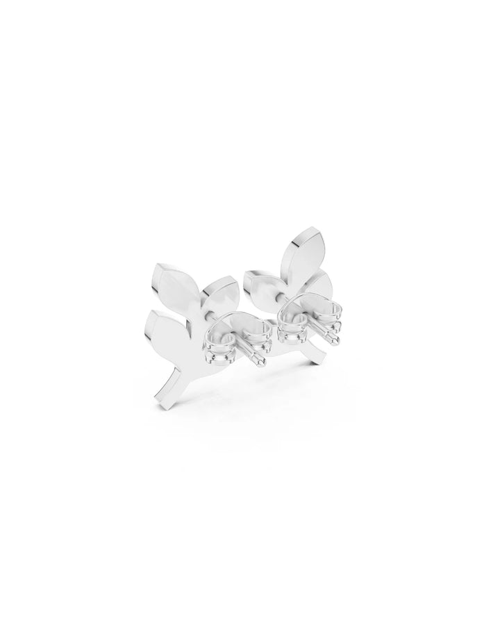 18K White Gold Gia Floral Moissanite Stud Earrings - 925 Sterling Silver by Carat For You 1