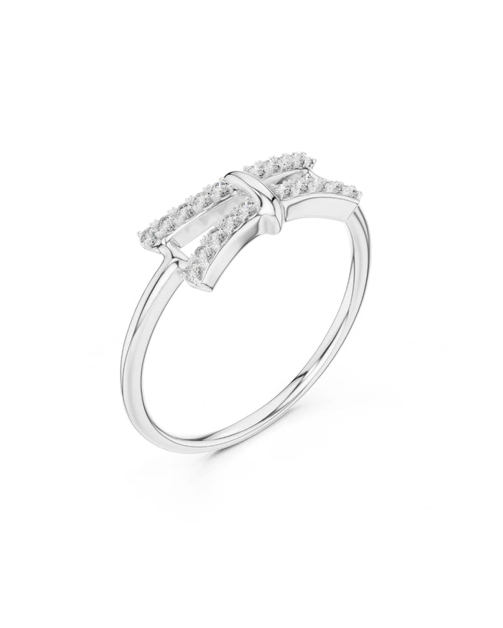 18K White Gold Isla Modern Link Moissanite Ring in 925 Sterling Silver
