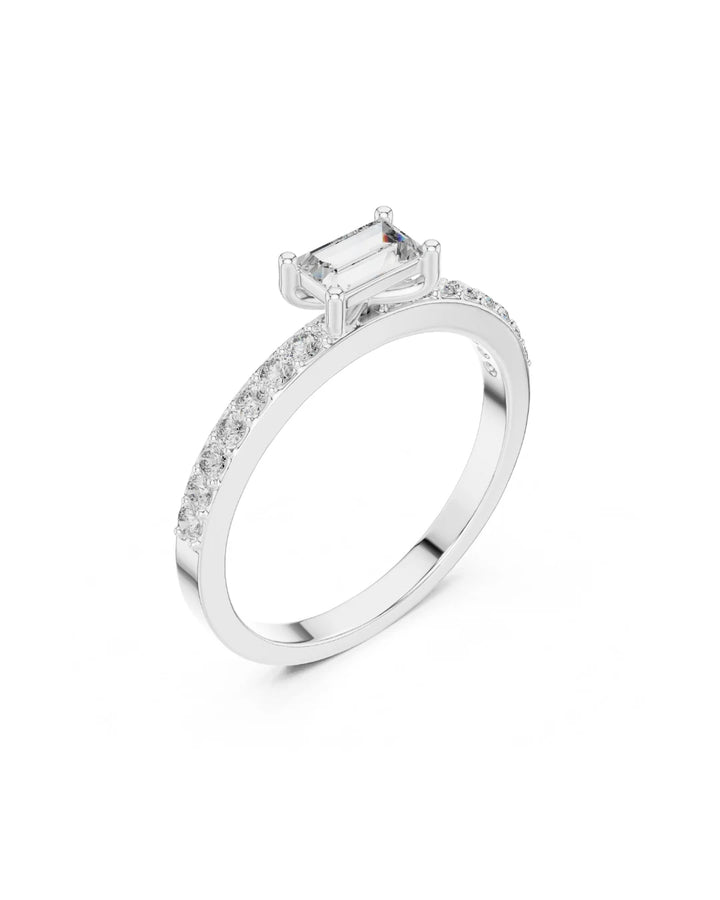 18K White Gold Lia Moissanite Solitaire Ring - 925 Sterling Silver