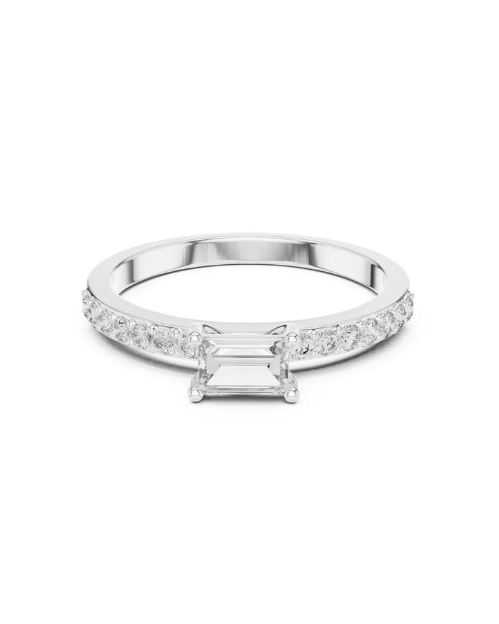 18K White Gold Lia Moissanite Solitaire Ring - 925 Sterling Silver by Carat For You