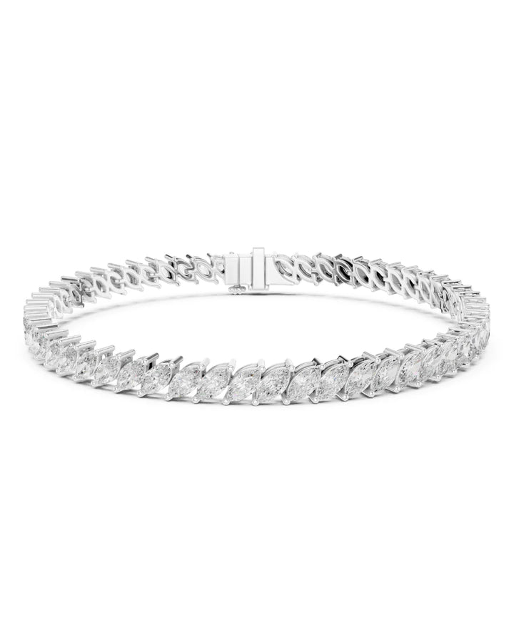 18K White Gold Luna Marquise Cut Moissanite Tennis Bracelet
