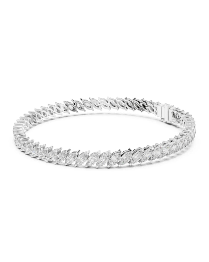 18K White Gold Luna Marquise Cut Moissanite Tennis Bracelet in 925 Sterling Silver by Carat For You 