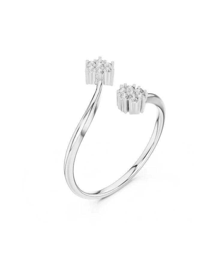 18K White Gold Orion Star & Moon Moissanite Open Band in 925 Sterling Silver