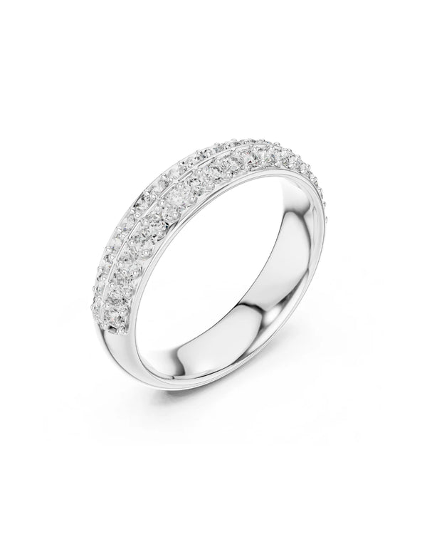 18K White Gold Reva Moissanite Band - 952 Sterling Silver