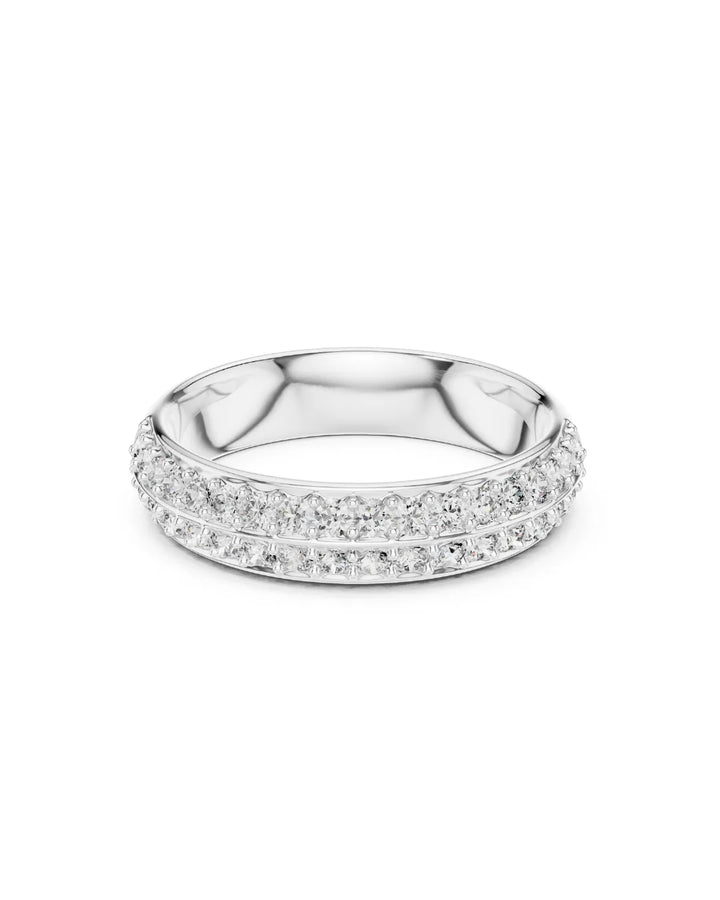 18K White Gold Reva Moissanite Band - 952 Sterling Silver by Carat For You