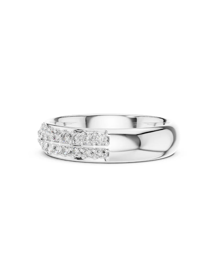 18K White Gold Reva Moissanite Band - 952 Sterling Silver by Carat For You 1