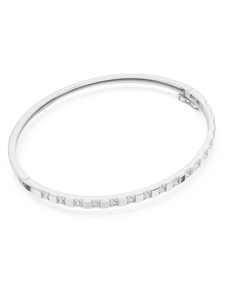 18K White Gold Rhodium Plated Classic Eternity Moissanite Bangle Bracelet in 925 Sterling Silver by Carat For You