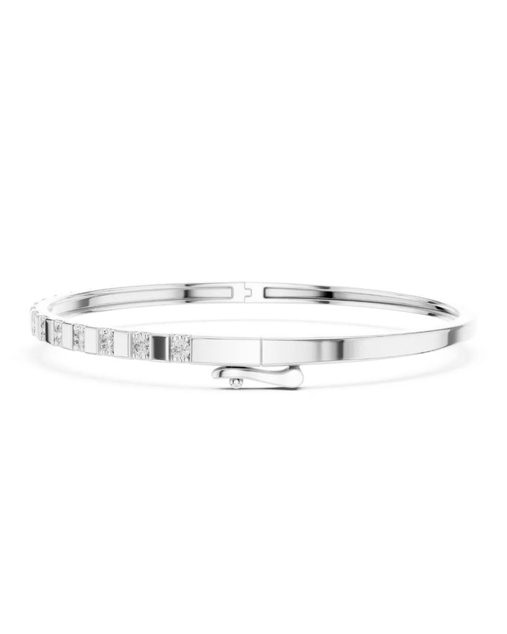 18K White Gold Rhodium Plated Classic Eternity Moissanite Bangle Bracelet in 925 Sterling Silver by Carat For You 1