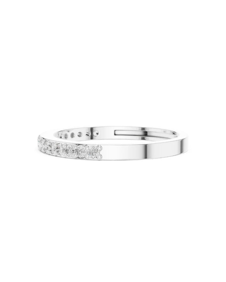 18K White Gold Rhodium Plated Classic Half Eternity Moissanite Band Ring in 925 Sterling Silver by Carat For You