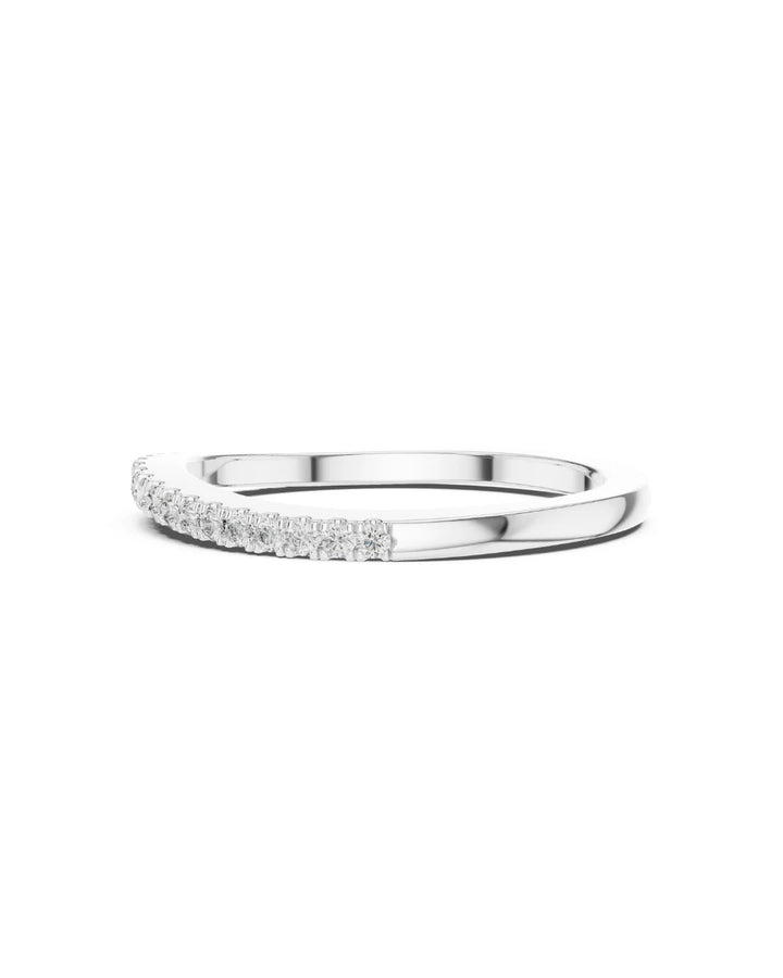 18K White Gold Rhodium Plated Curved Moissanite Half Eternity Band Ring in 925 Sterling Silver by Carat For You