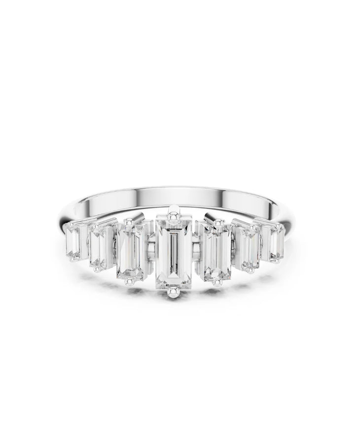 18K White Gold Sky Baguette Cut Moissanite Five Stone Ring