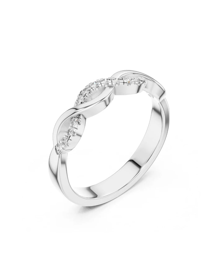 18K White Gold Vermeil 18K White Gold Aurelia Braided Moissanite Half Eternity Band Ring in 925 Sterling Silver 