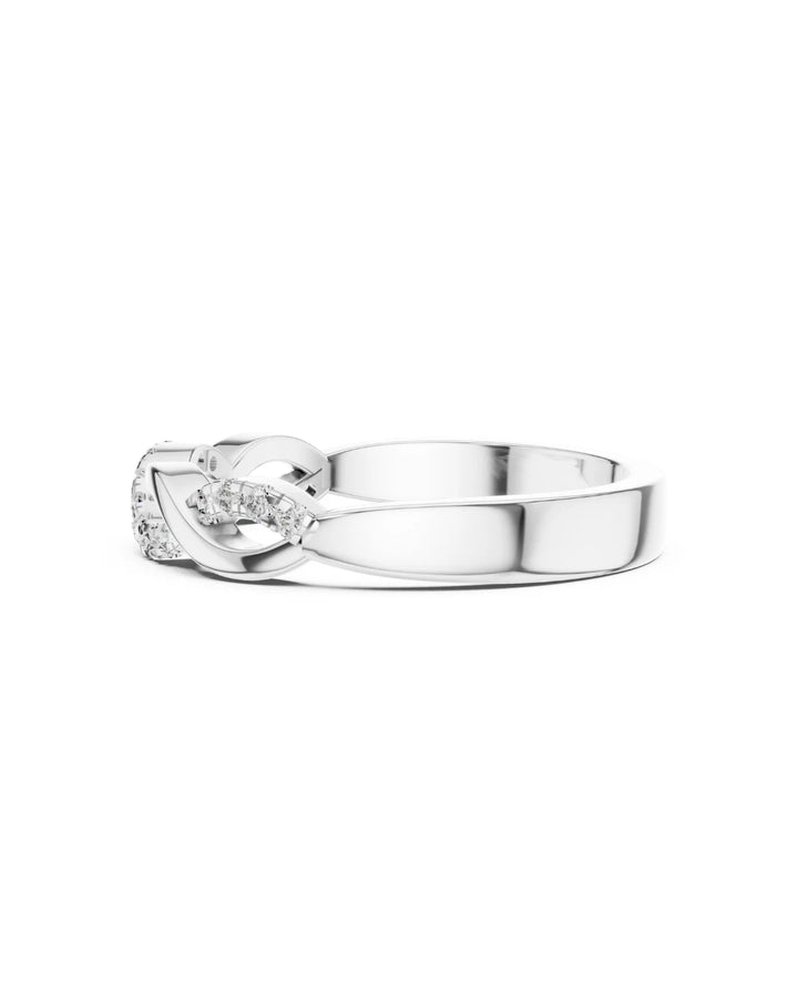 18K White Gold Vermeil 18K White Gold Aurelia Braided Moissanite Half Eternity Band Ring in 925 Sterling Silver by Carat For You