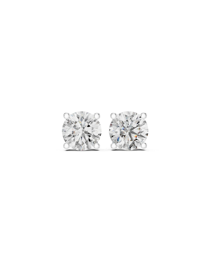 18K White Gold Vermeil 8mm Moissanite Solitaire Stud Earrings