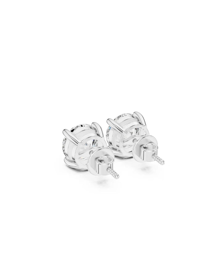 18K White Gold Vermeil 8mm Moissanite Solitaire Stud Earrings in 925 Sterling Silver