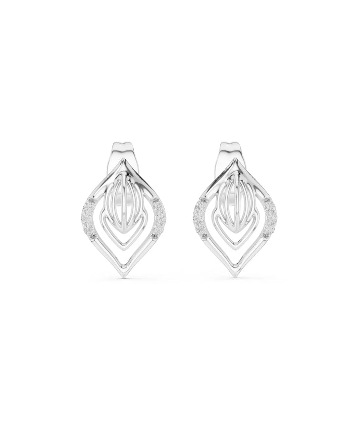 18K White Gold Vermeil Aarvi Lotus Moissanite Stud Earrings