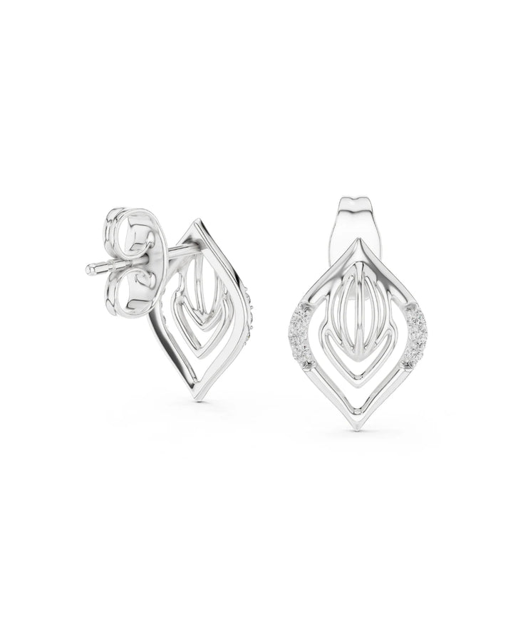 18K White Gold Vermeil Aarvi Lotus Moissanite Stud Earrings in 925 Sterling Silver by Carat For You