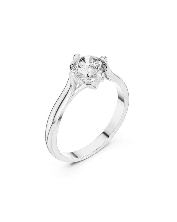 18K White Gold Vermeil Aera Lift Unique Shank Moissanite Solitaire Ring in 925 Sterling Silver