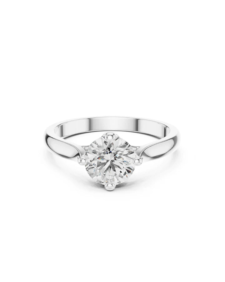 18K White Gold Vermeil Aera Lift Unique Shank Moissanite Solitaire Ring in 925 Sterling Silver by carat For You