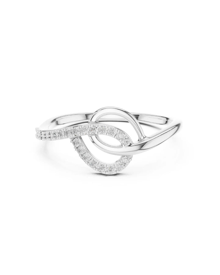 18K White Gold Vermeil Amara Moissanite Knot Infinity Ring