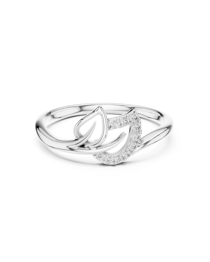 18K White Gold Vermeil Aria Nature Inspired Moissanite Leaf Wrap Ring
