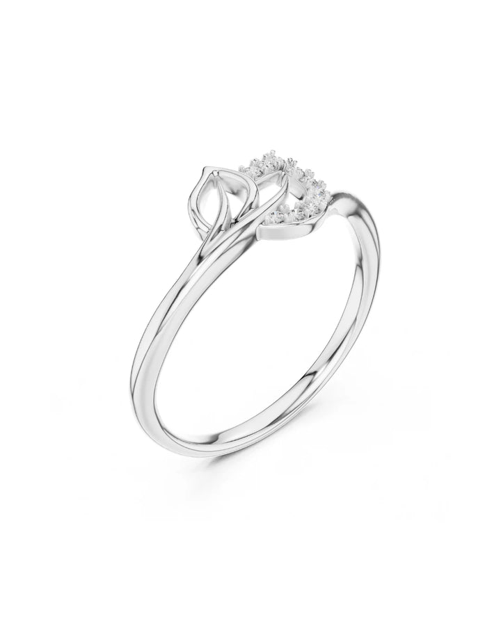 18K White Gold Vermeil Aria Nature Inspired Moissanite Leaf Wrap Ring in 925 Sterling Silver