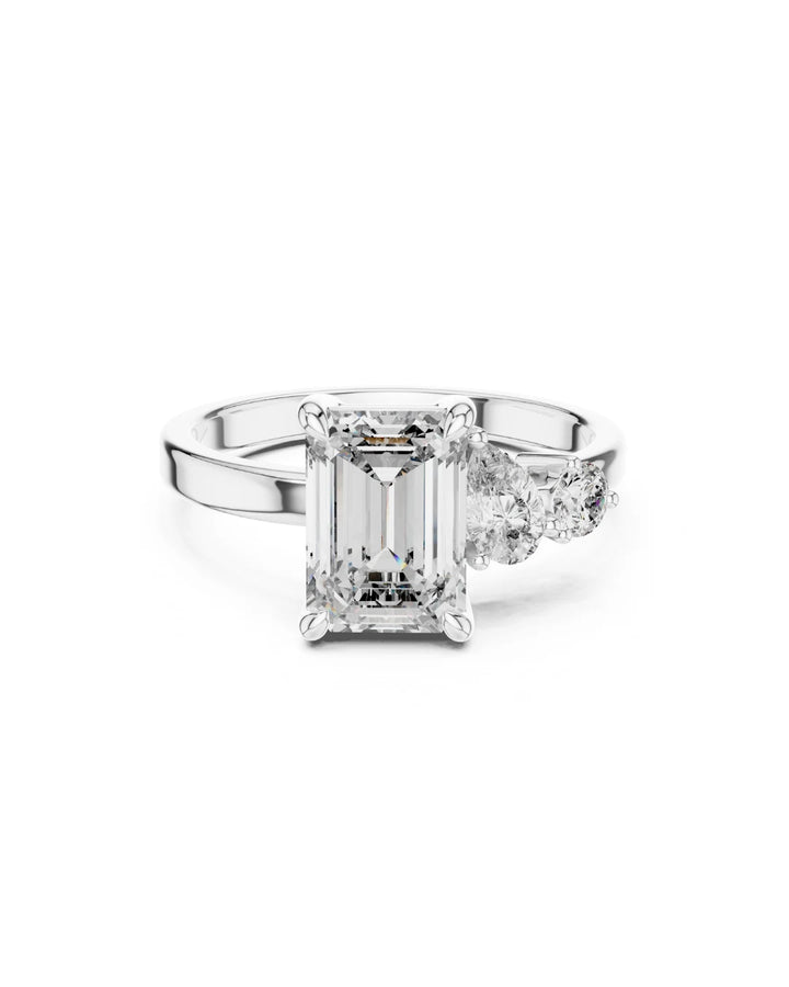 18K White Gold Vermeil Aria Trio Moissanite Statement Cocktail Ring