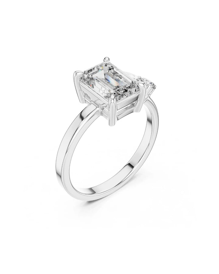 18K White Gold Vermeil Aria Trio Moissanite Statement Cocktail Ring in 925 Sterling Silver