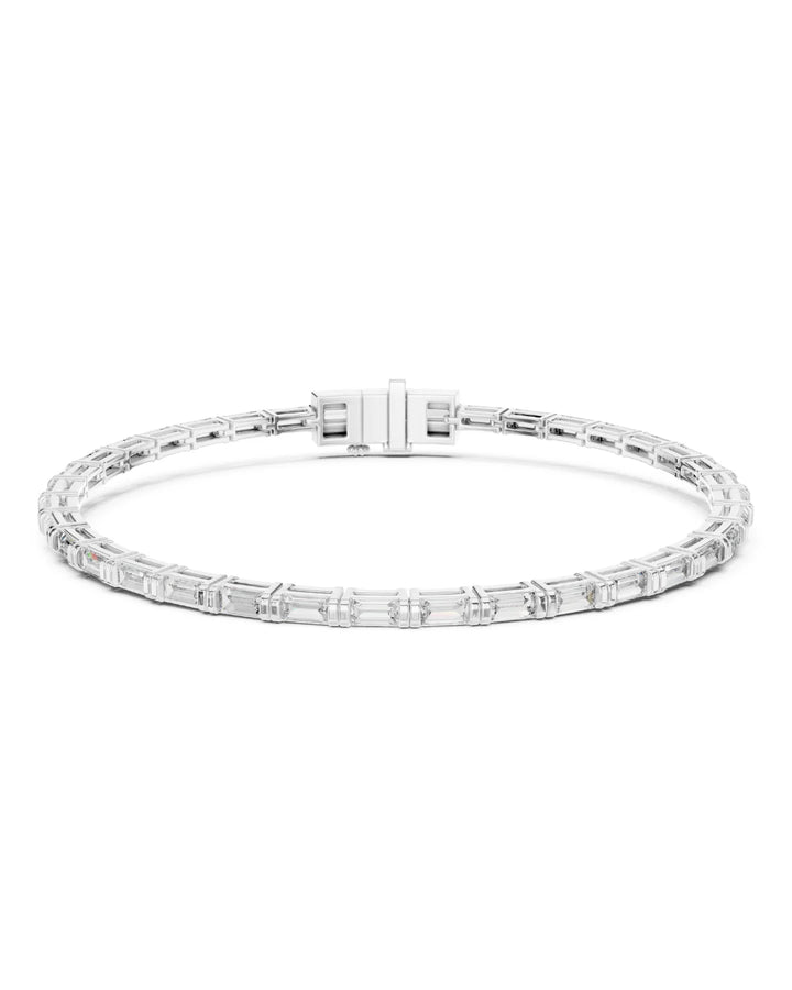 18K White Gold Vermeil Arin Baguette Moissanite Tennis Bracelet in 925 Sterling Silver by Carat For You