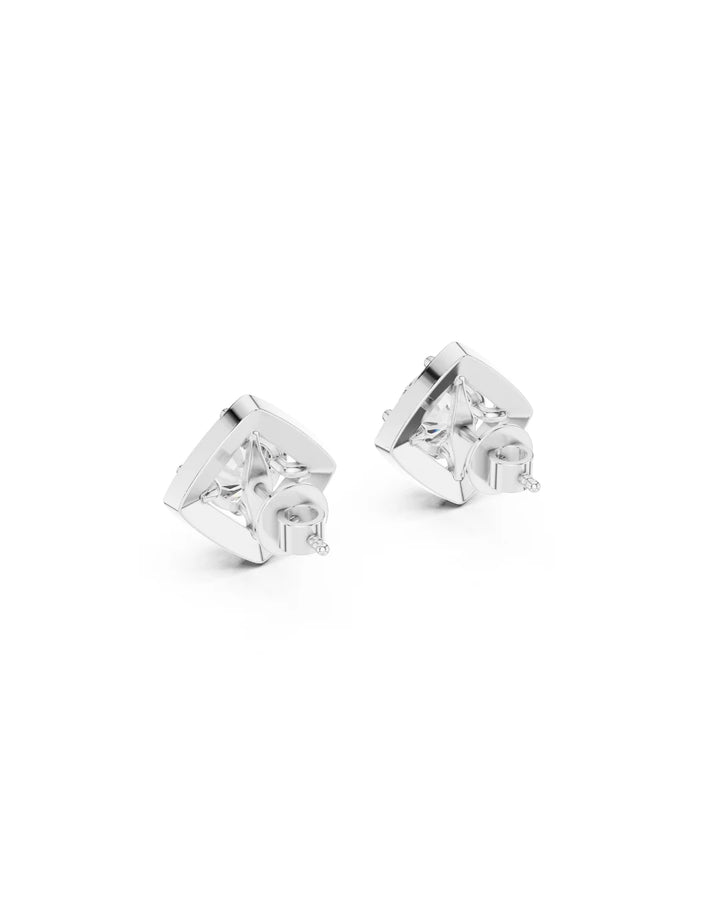 18K White Gold Vermeil Aurora Square Halo Moissanite Stud Earrings in 925 Sterling Silver