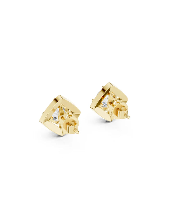18K White Gold Vermeil Aurora Square Halo Moissanite Stud Earrings in 925 Sterling Silver by Carat For You