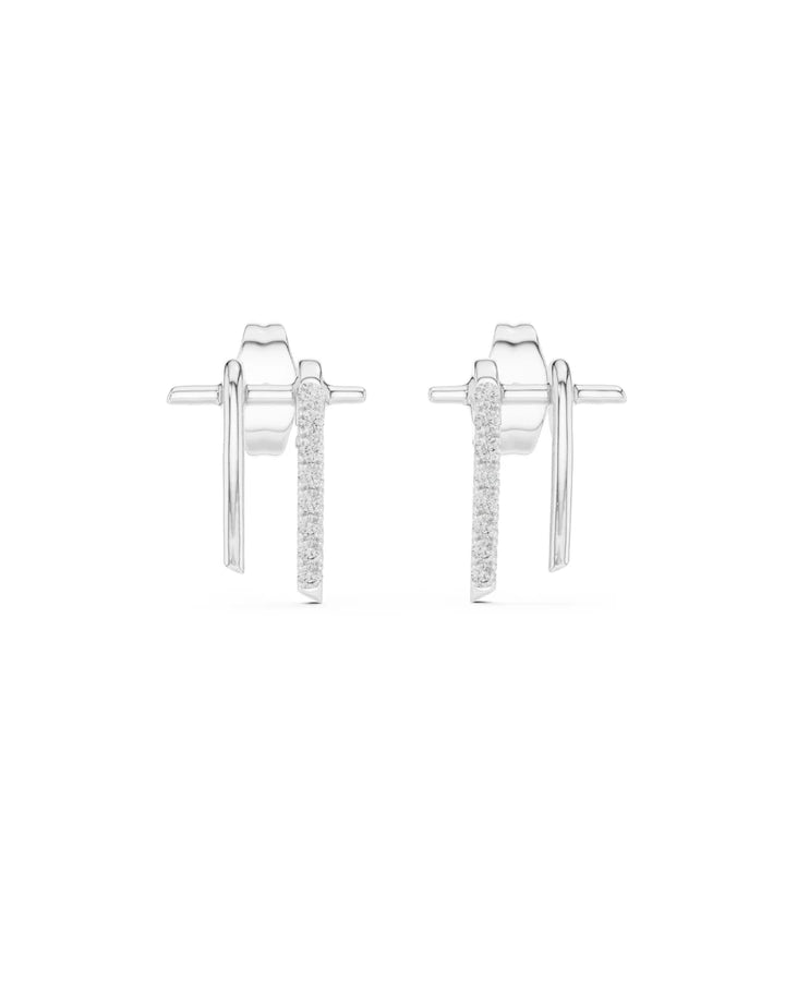 18K White Gold Vermeil Avery Pave Bar Moissanite Stud Earrings