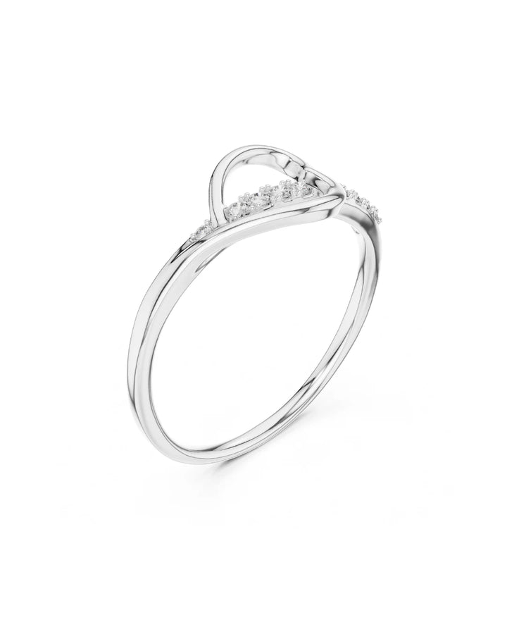 18K White Gold Vermeil Avi Open Heart Dainty Moissanite Ring