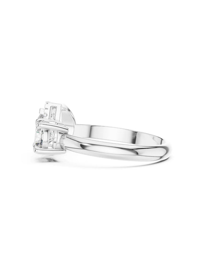 18K White Gold Vermeil Beth Halo Toi et Moi Moissanite Ring in 925 Sterling Silver by Carat For You