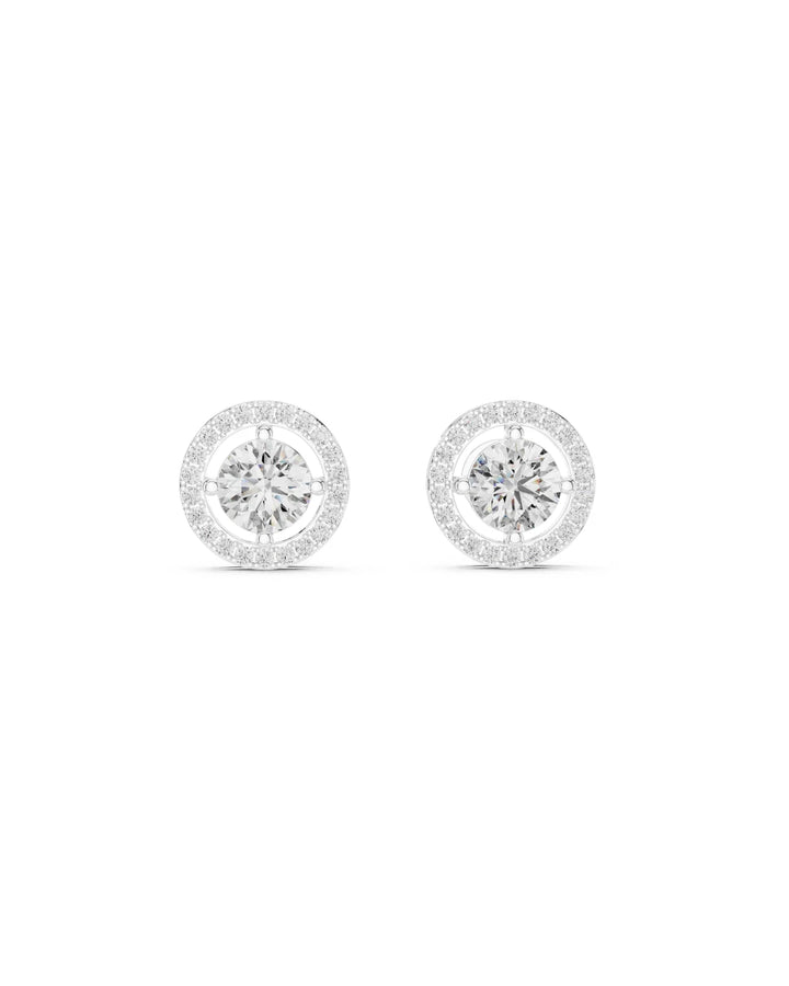 18K White Gold Vermeil Cora Halo Moissanite Stud Earrings