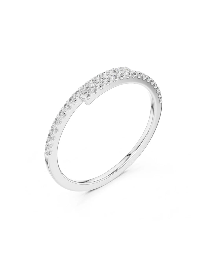 18K White Gold Vermeil Eden Embrace Moissanite Bypass Dainty Ring in 925 Sterling Silver