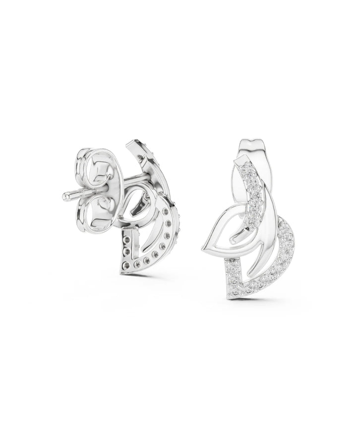 18K White Gold Vermeil Eira Floral Flow Moissanite Stud Earrings in 925 Sterling Silver