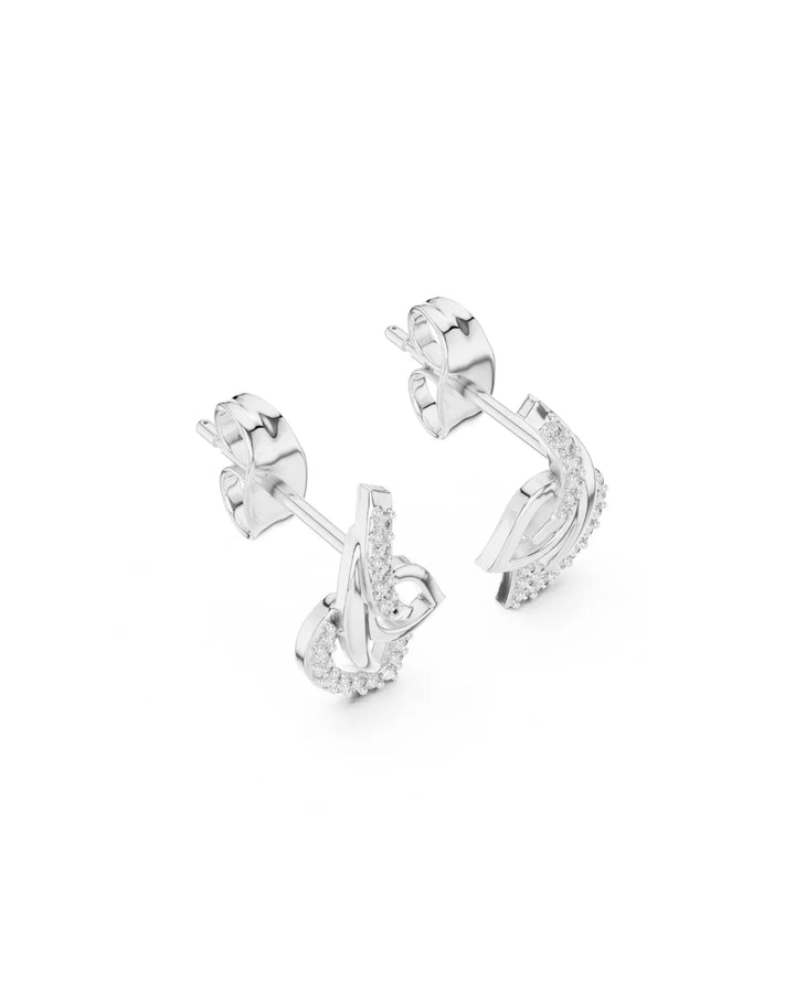 18K White Gold Vermeil Eira Floral Flow Moissanite Stud Earrings in 925 Sterling Silver by Carat For You