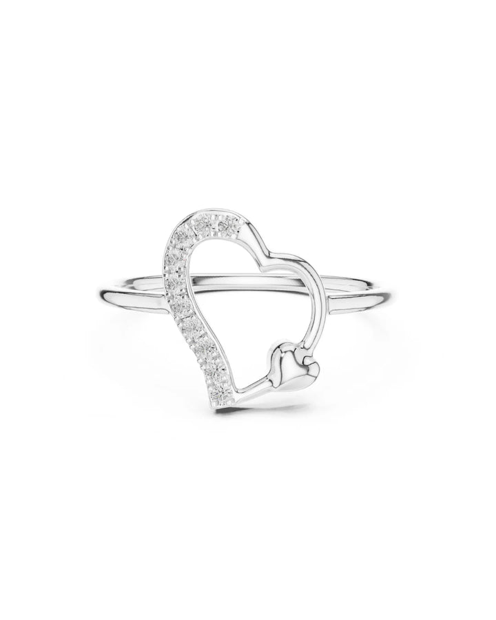 18K White Gold Vermeil Eira Heart Duo Open Moissanite Ring