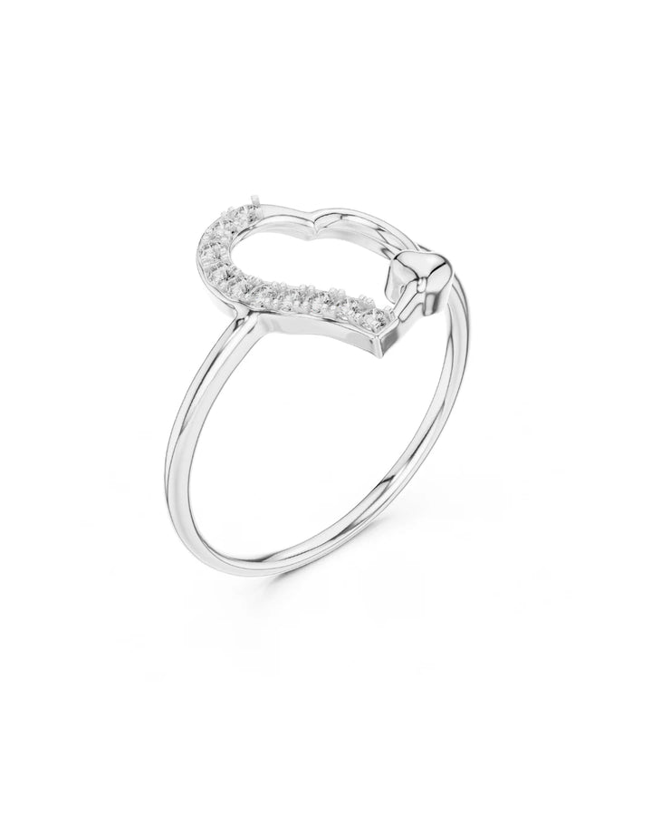 18K White Gold Vermeil Eira Heart Duo Open Moissanite Ring in 925 Sterling Silver