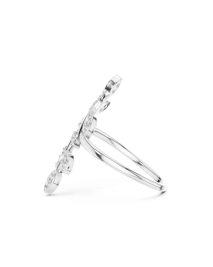 18K White Gold Vermeil Elena Leaf Vine Moissanite Statement Ring in 925 Sterling Silver by Carat For You