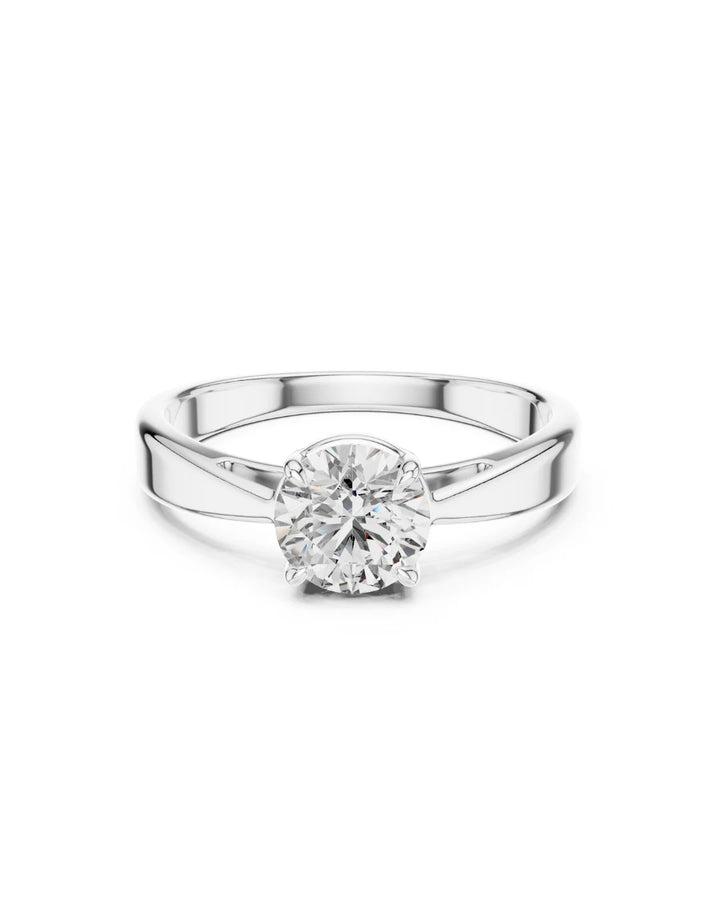 18K White Gold Vermeil Eleve Classic Moissanite Solitaire Engagement Ring in 925 Sterling Silver